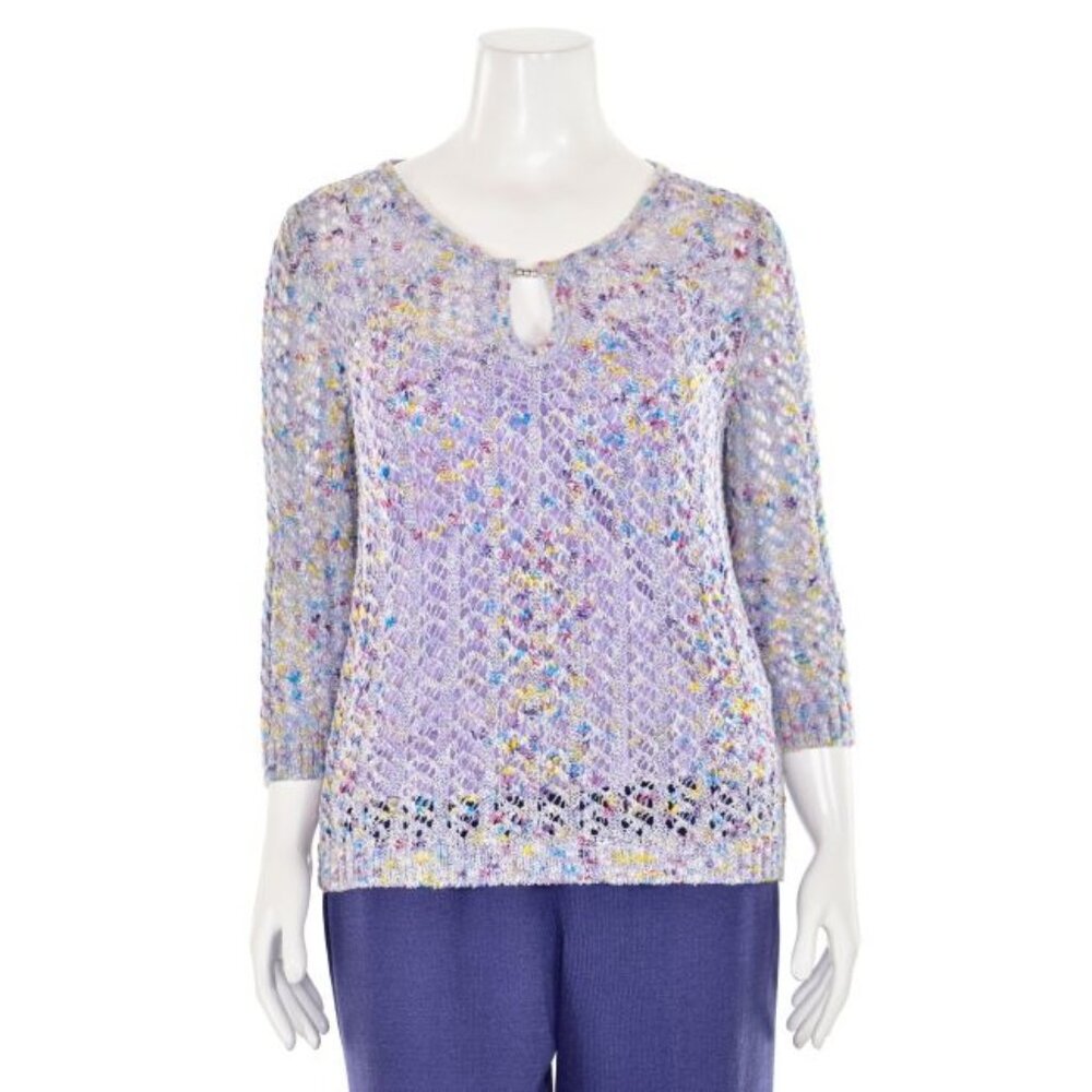 St. John Sport Lavender Multi Open-Knit Twinset (Pullover & Cami) - Size M/L
